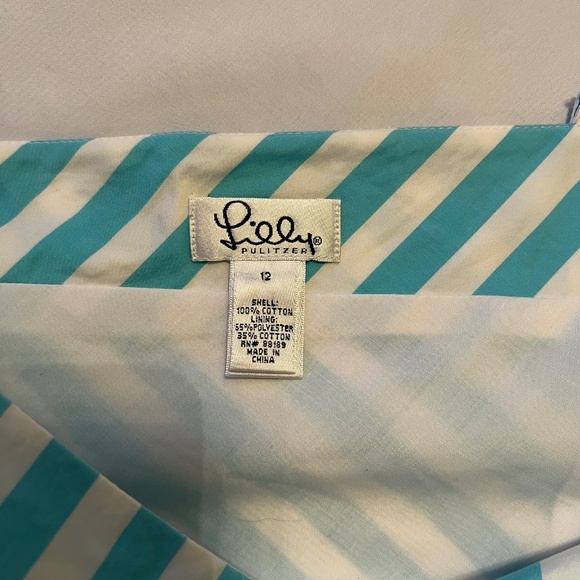 Lilly Pulitzer Sunflower Striped Dress Blue/White Sz12 - Picture 11 of 12